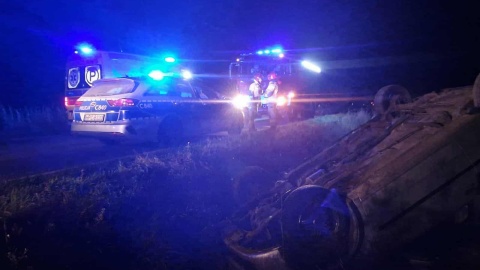 Do dachowania doszło w miejscowości Łąkie. / Fot. OSP Strzelno