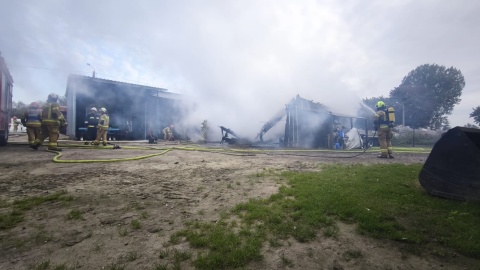 Pożar budynku gospodarczego w Dorposzu Chełmińskim/fot. KP PSP Chełmno