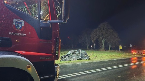 Wypadek w Braniewku. Jedna osoba nie żyje. / Fot. Miejska Ochotnicza Straż Pożarna Radziejów