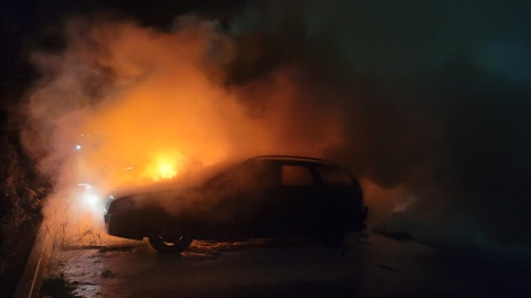 Pożar pojazdów w Grudziądzu. / Fot. KM PSP w Grudziądzu