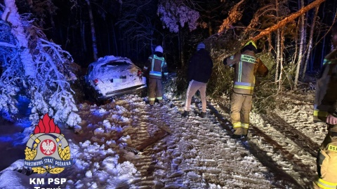 Najwięcej strażackich interwencji dotyczyło oberwanych pod naporem śniegu konarów oraz przewróconych drzew/fot. KM PSP Toruń