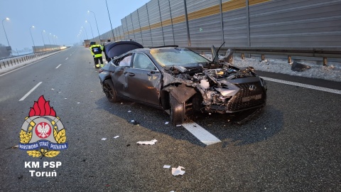 Wypadek na A1 w kierunku Łodzi/fot. OSP KSRG Gronowo, OSP Kamionki Duże
