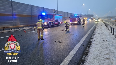 Wypadek na A1 w kierunku Łodzi/fot. OSP KSRG Gronowo, OSP Kamionki Duże