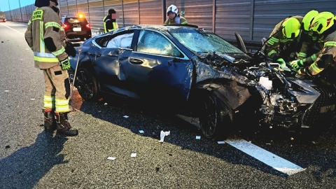 Wypadek na A1 w kierunku Łodzi/fot. OSP KSRG Gronowo, OSP Kamionki Duże