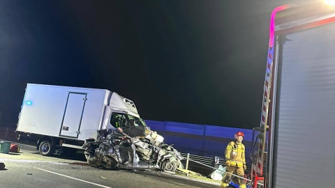 Jedna osoba zginęła w wypadku na A1 w Kiełbasinie/fot. KM PSP Toruń