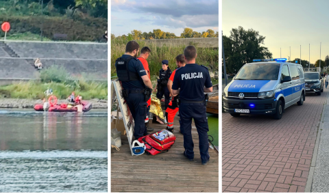 Toruń. Na materacu próbował pływać po Wiśle