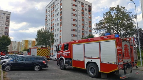 Pożar w mieszkaniu na dziewiątym piętrze w Toruniu. Ewakuowano prawie 70 osób