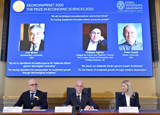 Joel Mokyr, Philippe Aghion i Peter Howitt laureatami Nagrody Nobla z ekonomii