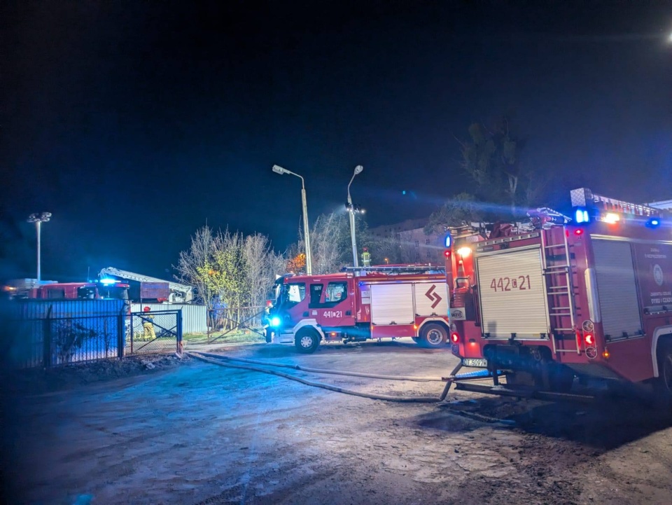 Do pożaru doszło w nocy przy ul. Focha w Grudziądzu. /Fot. Komenda Miejska Państwowej Straży Pożarnej w Grudziądzu