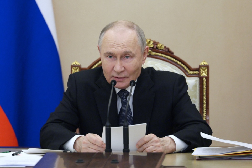 Władimir Putin podczas narady w Moskwie. / Fot. PAP