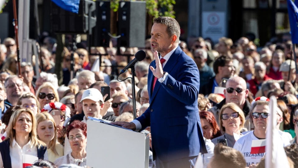 Rafał Trzaskowski podczas niedzielnego wiecu w Poznaniu/fot: PAP, Paweł Jaskółka