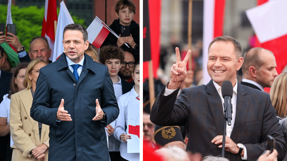 Rafał Trzaskowski i Karol Nawrocki spotykają się z wyborcami w ostatnim dniu kampanii/fot: PAP, Piotr Kowala i Jarek Praszkiewicz