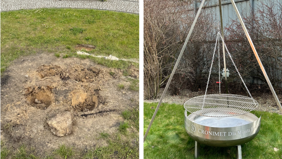 Grill podarowany Miastu Inowrocław przez firmę Cronimet PL Sp. z o.o. został skradziony/fot. Miasto Inowrocław/nadesłane