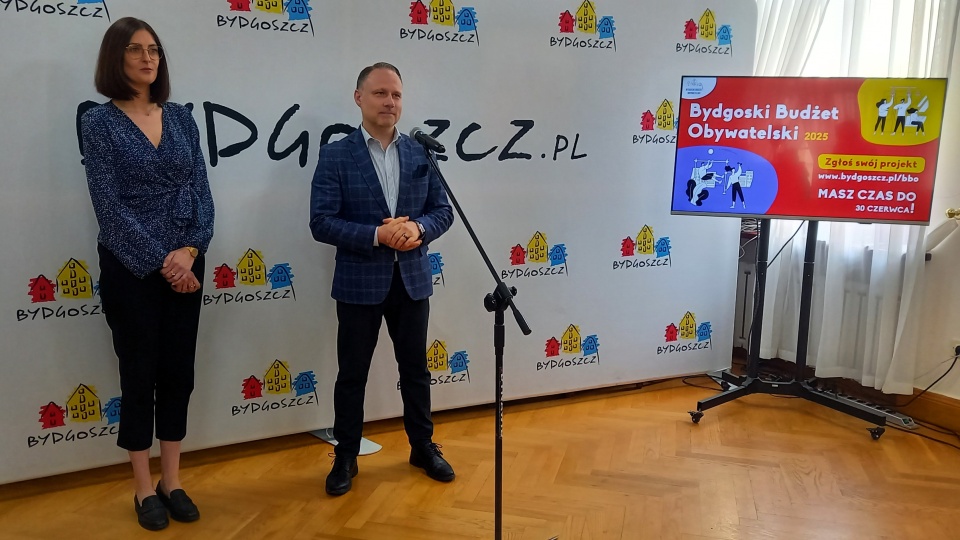 O kolejnej edycji BBO mówili zastępca prezydenta Bydgoszczy Łukasz Krupa i Agnieszka Przybył, koordynatorka Bydgoskiego Budżetu Obywatelskiego/fot. Tatiana Adonis