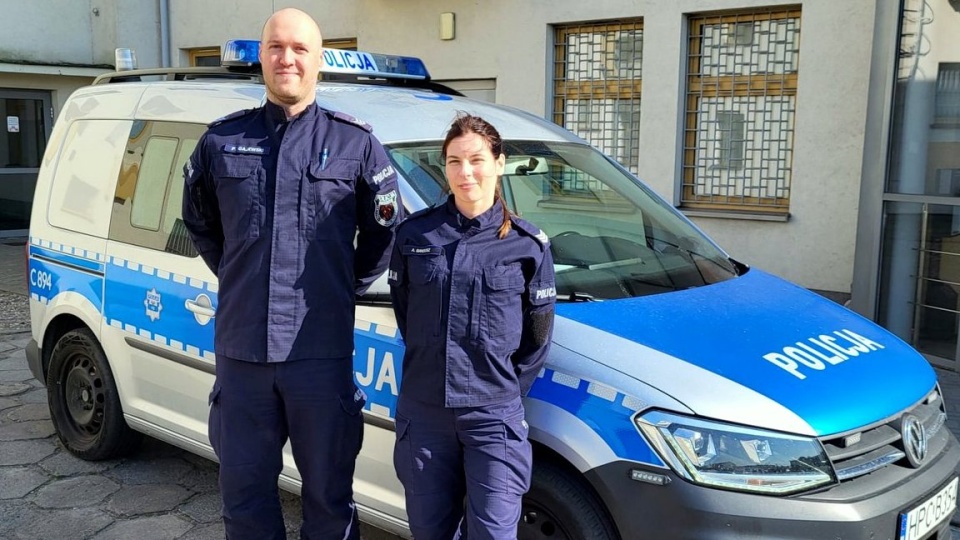Policjanci ze Żnina - sierżanci Anna Bandosz i Patryk Gajewski/fot. materiały policji