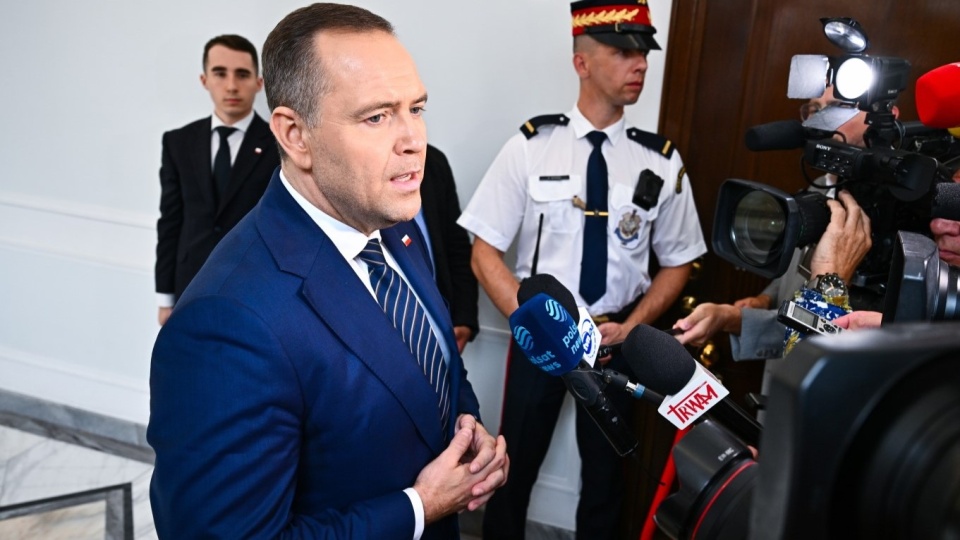 Prezydent elekt Karol Nawrocki po spotkaniu z marszałkiem Sejmu Szymonem Hołownią/fot: PAP, Przemysław Piątkowski