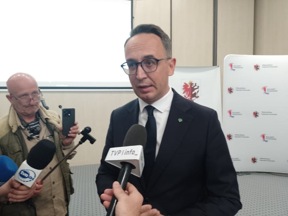 Minister Infrastruktury Dariusz Klimczak podczas spotkania w Toruniu. / Fot. Michał Zaręba