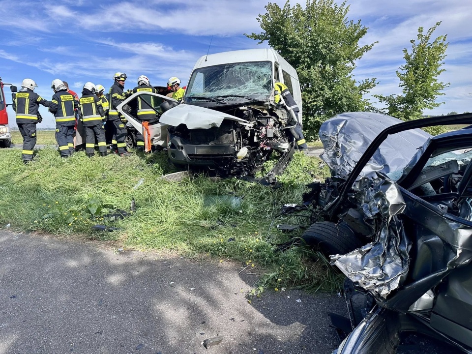 Zderzenie trzech samochodów w Otorowie/fot. OSP Solec Kujawski/Facebook