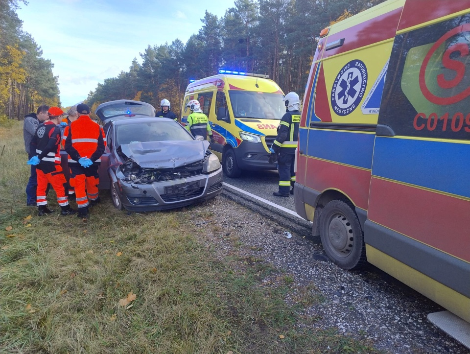 Z powodu wypadku na DK 10 występowały chwilowe utrudnienia w ruchu. / Fot. OSP Solec Kujawski