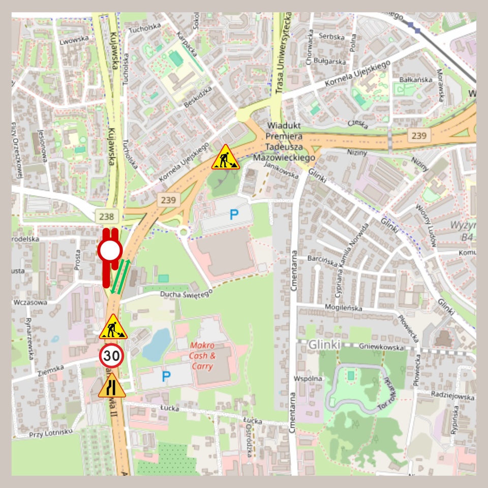 Zmiany w organizacji ruchu, w związku z pracami na al. Jana Pawła II/fot. Facebook, Zarząd Dróg Miejskich i Komunikacji Publicznej w Bydgoszczy