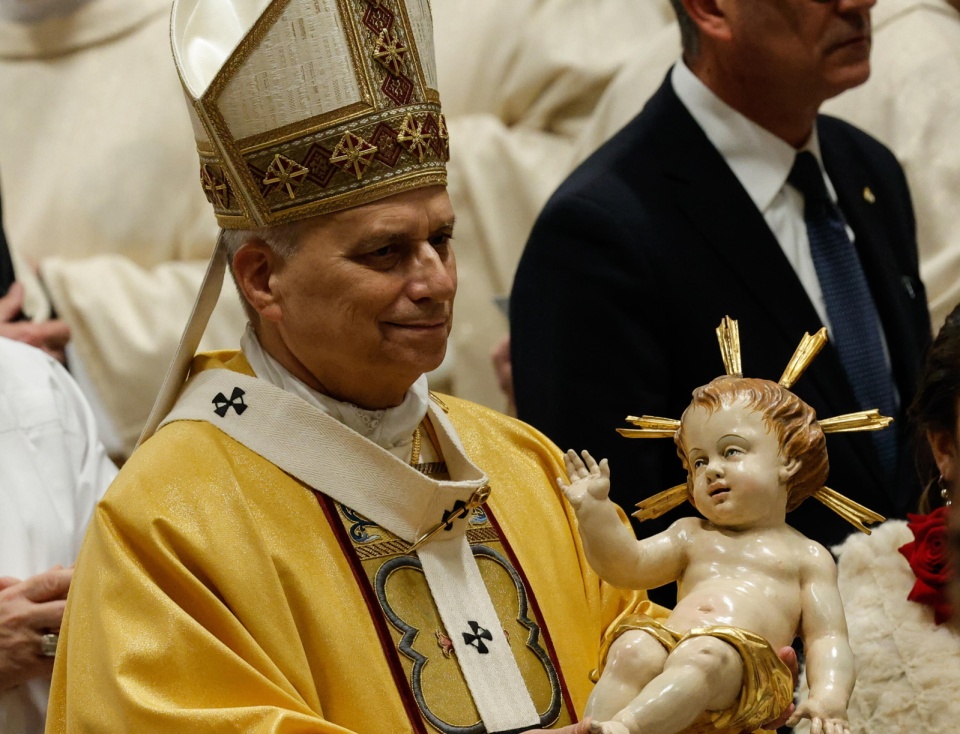 Papież Leon XIV podczas Pasterki w Bazylice św. Piotra/fot. PAP/EPA/GIUSEPPE LAMI