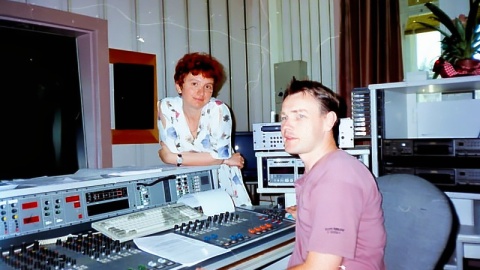 Dziennikarka Ewa Dąbska i realizator Piotr Walczak na na archiwalnym zdjęciu/fot. Piotr Walczak