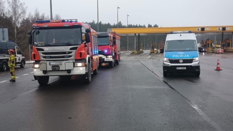 Dwie ciężarówki zderzyły się przy bramkach na A1. / Fot. OSP Złotoria