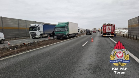 Kolizja na A1/fot. Facebook/KM PSP Toruń