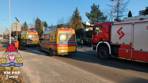 Wypadek na ul. Zbożowej w Toruniu. / Fot. Kacper Kruczyński / PSP w Toruniu