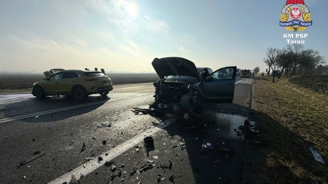 Wypadek w Kończewicach w gminie Chełmża/ fot. Krzysztof Bajbak, KM PSP Toruń