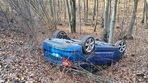 Auto dachowało w miejscowości Budy. / Fot. KM PSP w Grudziądzu