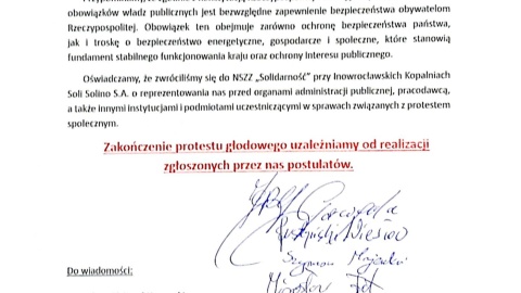 Dokument Komisji Zakładowej NSZZ „Solidarność"