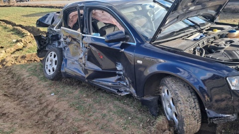 Wypadek szkolnego autobusu w miejscowości Wola Skarbkowa (powiat radziejowski)/fot. KP PSP Radziejów