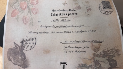 „Zajączkowa poczta” to tytuł wystawy pocztówek z kolekcji Ludmiły Małeckiej/Fot. Magda Jasińska