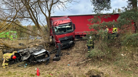 Śmiertelny wypadek na DK 10 w Przyłubiu/fot. KWP Bydgoszcz