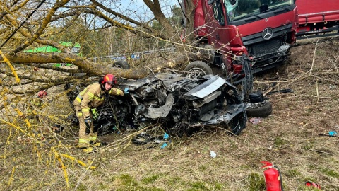 Śmiertelny wypadek na DK 10 w Przyłubiu/fot. KWP Bydgoszcz