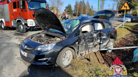 Wypadek w gminie Chełmża/Fot. Michał Fic, KM PSP Toruń, Facebook