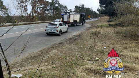 WYpadek w Brzozie na DK 91. / Fot. KM PSP w Toruniu