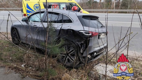 WYpadek w Brzozie na DK 91. / Fot. KM PSP w Toruniu