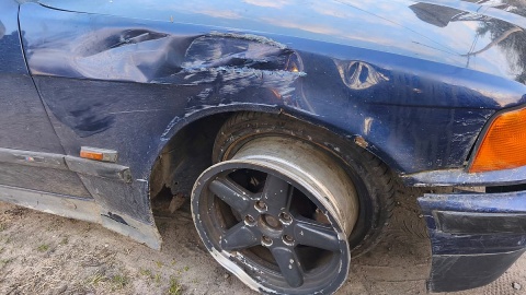 23-letni kierowca samochodu BMW 23-latek celowo wprowadził auto w poślizg i potrącił jadącego prawidłowo motocyklistę/fot. KWP Bydgoszcz