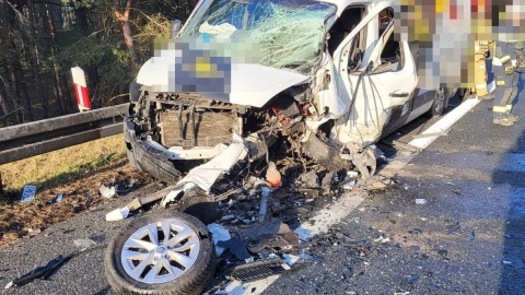 Dwie osoby ranne po zderzeniu osobówki z dostawczakiem na DK 10 w Przyłubiu/fot. KM PSP Bydgoszcz