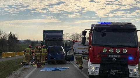 Śmiertelny wypadek pod Wąbrzeźnem/fot. KP PSP Wąbrzeźno