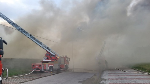Płonie hala produkcyjna w Dziardonicach w powiecie włocławskim. DK nr 91 zablokowana [zdjęcia]