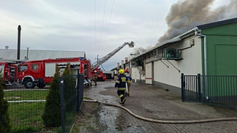 Pożar hali produkcyjnej w Dziardonicach w powiecie włocławskim. / Fot. KM PSP w Toruniu