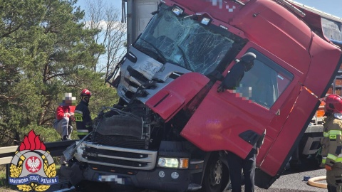 Wypadek trzech ciężarówek na S10/fot. Facebook/KM PSP Toruń