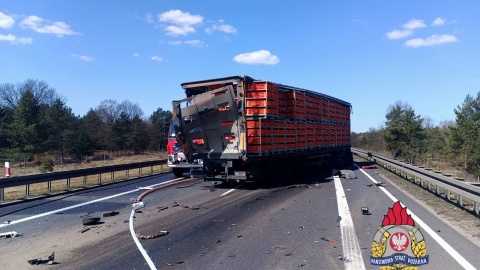 Wypadek trzech ciężarówek na S10/fot. Facebook/KM PSP Toruń