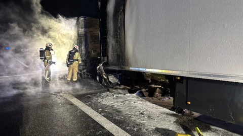 Pożar ciężarówki na autostradzie A1/fot. OSP Gostkowo