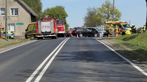 Wypadek w Brzeźnie koło Torunia/fot. OSP Rogówko