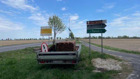 Akcja sadzenia drzew na wjeździe do gminy Unisław/fot. Natasza Trzebuchowska