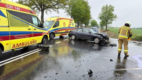 Wypadek pod Wąbrzeźnem/fot. KP PSP Wąbrzeźno